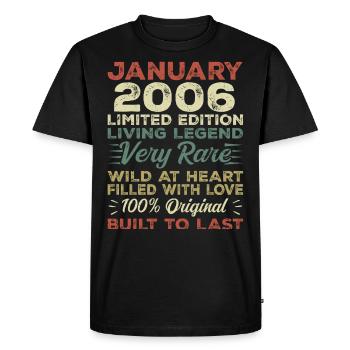Janvier 2006 Anniversaire - Janvier 2006, Janvier 2006 - T-shirt Premium bio Homme - noir - Devant - Nico (187cm)