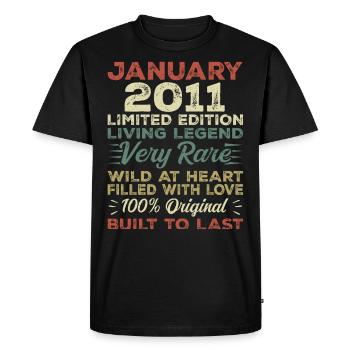January 2011 Birthday - January 2011, January 2011 - Men's Premium Organic T-Shirt - black - Front - Nico (187cm)