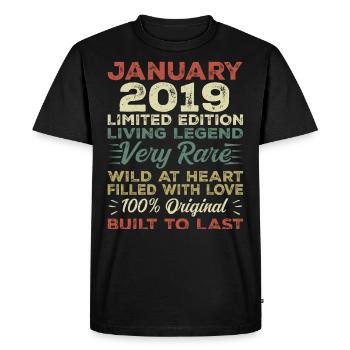 Janvier 2019 Anniversaire - Janvier 2019, Janvier 2019 - T-shirt Premium bio Homme - noir - Devant - Nico (187cm)
