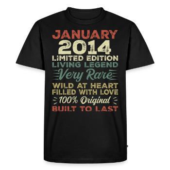 Janvier 2014 Anniversaire - Janvier 2014, Janvier 2014 - T-shirt Premium bio Homme - noir - Devant - Nico (187cm)