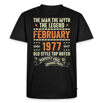 Février 1977 - Février 1977 Anniversaire Février 1977 - T-shirt Premium bio Homme - noir - Devant - Nico (187cm)