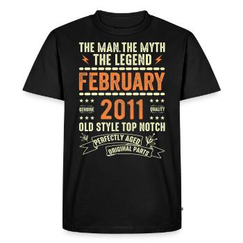 Février 2011 - Février 2011 Anniversaire Février 2011 - T-shirt Premium bio Homme - noir - Devant - Nico (187cm)