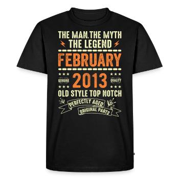 Février 2013 - Février 2013 Anniversaire Février 2013 - T-shirt Premium bio Homme - noir - Devant - Nico (187cm)