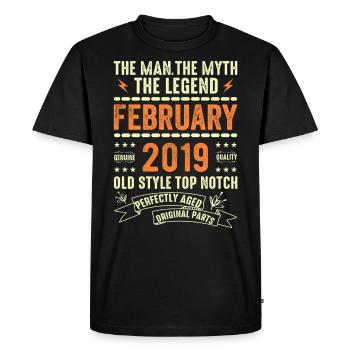 Février 2019 - Février 2019 Anniversaire Février 2019 - T-shirt Premium bio Homme - noir - Devant - Nico (187cm)