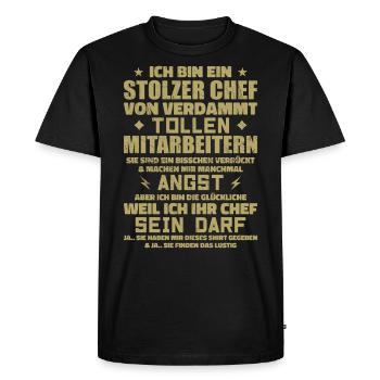 Un patron fier d’excellents employés - T-shirt Premium bio Homme - noir - Devant - Nico (187cm)