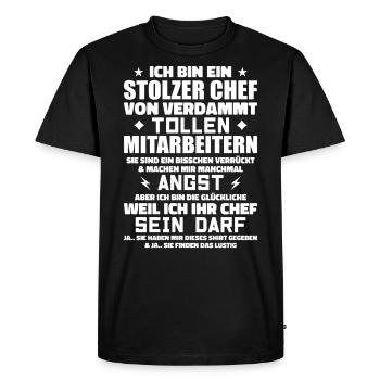 Un patron fier d’excellents employés - T-shirt Premium bio Homme - noir - Devant - Nico (187cm)