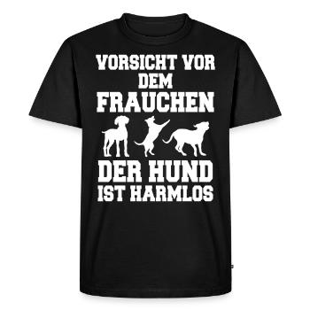 Méfiez-vous du chien chien cadeau chiot maîtresse - T-shirt Premium bio Homme - noir - Devant - Nico (187cm)