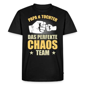 Papa, fille, l’équipe parfaite du chaos - T-shirt Premium bio Homme - noir - Devant - Nico (187cm)