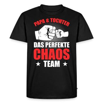 Papa, fille, l’équipe parfaite du chaos - T-shirt Premium bio Homme - noir - Devant - Nico (187cm)