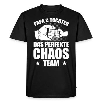 Papa, fille, l’équipe parfaite du chaos - T-shirt Premium bio Homme - noir - Devant - Nico (187cm)