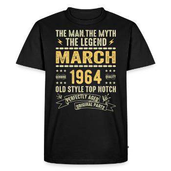 Mars 1964 Jubilé 1964 - Légendes Mars 1964 - T-shirt Premium bio Homme - noir - Devant - Nico (187cm)