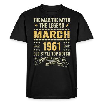 Mars 1961 Jubilé 1961 - Légendes Mars 1961 - T-shirt Premium bio Homme - noir - Devant - Nico (187cm)