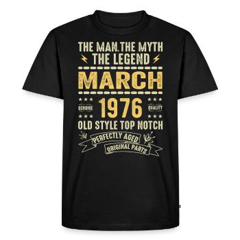 Mars 1976 Jubilé 1976 - Légendes Mars 1976 - T-shirt Premium bio Homme - noir - Devant - Nico (187cm)