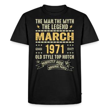 Mars 1971 Jubilé 1971 - Légendes Mars 1971 - T-shirt Premium bio Homme - noir - Devant - Nico (187cm)