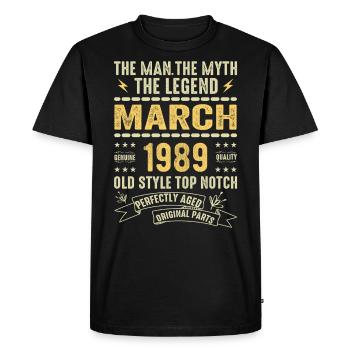 Mars 1989 Jubilé 1989 - Légendes Mars 1989 - T-shirt Premium bio Homme - noir - Devant - Nico (187cm)