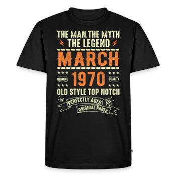 Mars 1970 Cadeau d’anniversaire Vintage Mars 1970 - T-shirt Premium bio Homme - noir - Devant - Nico (187cm)