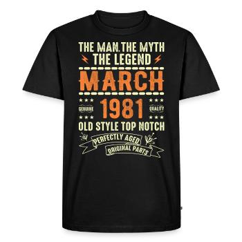 March 1981 Birthday Gift Vintage March 1981 - Men's Premium Organic T-Shirt - black - Front - Nico (187cm)