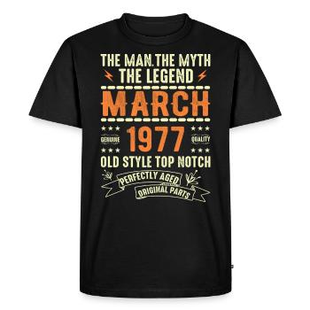 Mars 1977 Cadeau d’anniversaire Vintage Mars 1977 - T-shirt Premium bio Homme - noir - Devant - Nico (187cm)