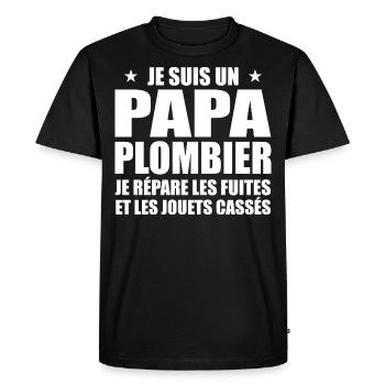 Plumber Dad, Father's Day Gift Idea - Men's Premium Organic T-Shirt - black - Front - Nico (187cm)