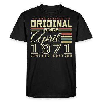 Avril 1971 anniversaire Avril 1971 April 1971 - T-shirt Premium bio Homme - noir - Devant - Nico (187cm)