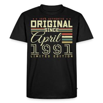 Avril 1991 anniversaire Avril 1991 April 1991 - T-shirt Premium bio Homme - noir - Devant - Nico (187cm)