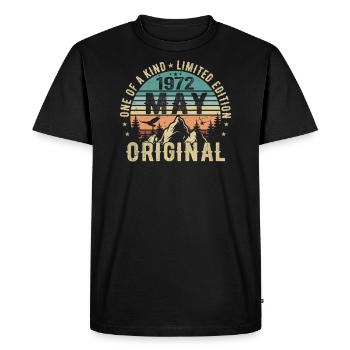 Légendes Mai 1972 Anniversaire Millésime Mai 1972 - T-shirt Premium bio Homme - noir - Devant - Nico (187cm)