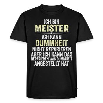 Je suis le maître, je peux faire des bêtises - T-shirt Premium bio Homme - noir - Devant - Nico (187cm)