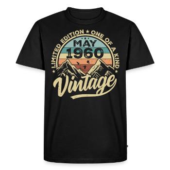 Anniversaire Vintage Mai 1960 original Mai 1960 - T-shirt Premium bio Homme - noir - Devant - Nico (187cm)