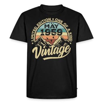 Geburtstag Vintage Mai 1959 original May 1959 - Männer Premium Bio T-Shirt - Schwarz - Vorne - Nico (187cm)
