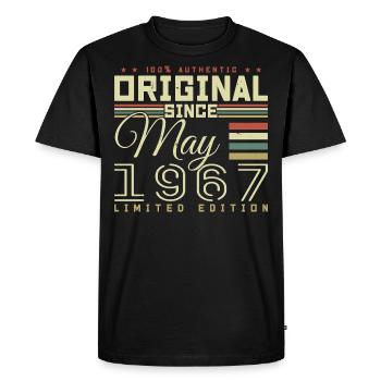 Cadeau Anniversaire Mai 1967, Gift May 1967 - T-shirt Premium bio Homme - noir - Devant - Nico (187cm)