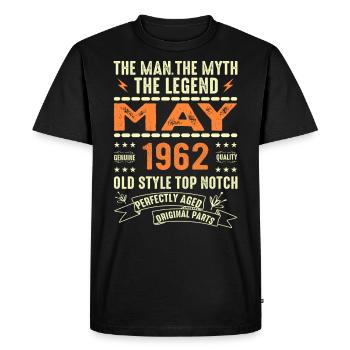Anniversaire Mai 1962 - Mai 1962 - T-shirt Premium bio Homme - noir - Devant - Nico (187cm)
