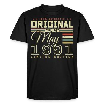 Gift Anniversaire Mai 1991, Gift May 1991 - Men's Premium Organic T-Shirt - black - Front - Nico (187cm)