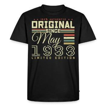Cadeau Anniversaire Mai 1988, Gift May 1988 - T-shirt Premium bio Homme - noir - Devant - Nico (187cm)