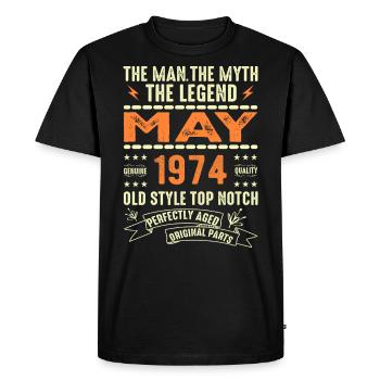 Anniversaire Mai 1974 - Mai 1974 - T-shirt Premium bio Homme - noir - Devant - Nico (187cm)