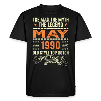 Anniversaire Mai 1990 - Mai 1990 - T-shirt Premium bio Homme - noir - Devant - Nico (187cm)
