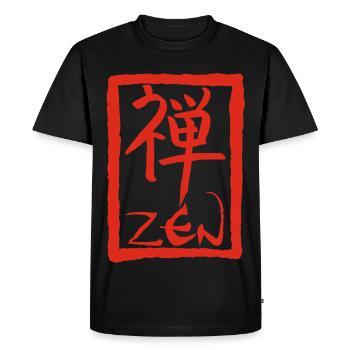 Le mot zen en japonais (rouge) - T-shirt Premium bio Homme - noir - Devant - Nico (187cm)