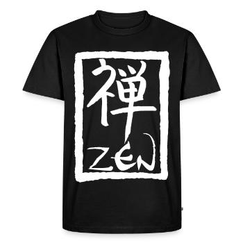 Le mot zen en japonais (blanc) - T-shirt Premium bio Homme - noir - Devant - Nico (187cm)