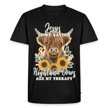 Highland Cattle Vers Chrétiens - T-shirt Premium bio Homme - noir - Devant - Nico (187cm)