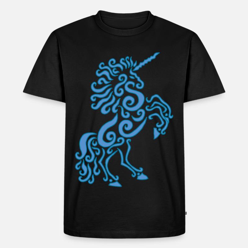 Blaues Einhorn Pferd - Männer Premium Bio T-Shirt - Schwarz