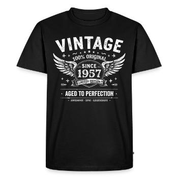 1957 Vintage 1957 68e Anniversaire 1957 Rétro 1957 - T-shirt Premium bio Homme - noir - Devant - Nico (187cm)