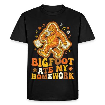 Bigfoot Ate My Homework Meme School - Men's Premium Organic T-Shirt - black - Front - Nico (187cm)