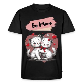 Sois à moi, câlins de chat avec des cœurs - T-shirt Premium bio Homme - noir - Devant - Nico (187cm)