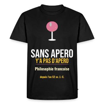 Sans Apero: Philosophie Française - T-shirt Premium bio Homme - noir - Devant - Nico (187cm)