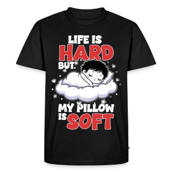 Sleep Cloud Life is Hard My Pillow Soft - Men's Premium Organic T-Shirt - black - Front - Nico (187cm)
