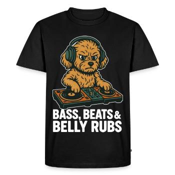 DJ Maltipoo : Basse, Beats & Belly Flats Design rétro - T-shirt Premium bio Homme - noir - Devant - Nico (187cm)