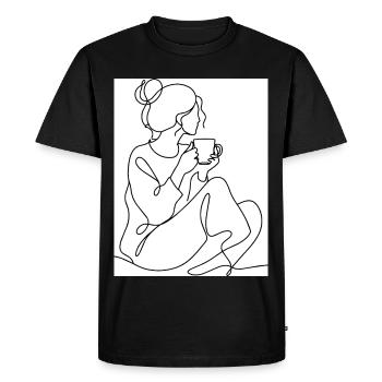 Art de lignes de la pause café - T-shirt Premium bio Homme - noir - Devant - Nico (187cm)