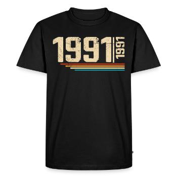 Millésime Anniversaire 1991 Fête Anniversaire 1991 - T-shirt Premium bio Homme - noir - Devant - Nico (187cm)