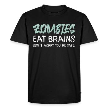 LES ZOMBIES MANGENT LA CERVELLE, NE VOUS INQUIÉTEZ PAS, VOUS ÊTES EN SÉCURITÉ - T-shirt Premium bio Homme - noir - Devant - Nico (187cm)