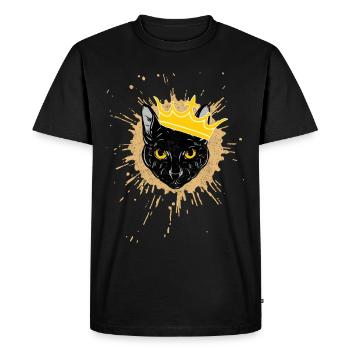Chat Vintage Chat Couronne Couronne Chat Noir Cadeau - T-shirt Premium bio Homme - noir - Devant - Nico (187cm)