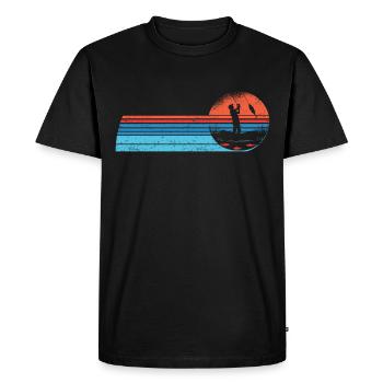Pêcheur Bateau de pêche Pêche à la canne à mouche Pêche - T-shirt Premium bio Homme - noir - Devant - Nico (187cm)